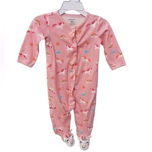 9M Pink unicorn pajamas with unicorn feet